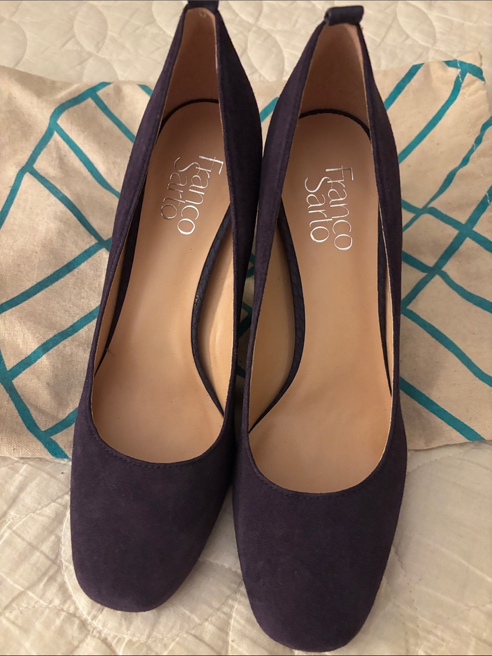 NWT Franco Sarto Dark Purple Suede Round-Toe Heels